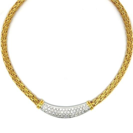 Necklace - 18 kt. Yellow gold, Roberto Coin 18 Karat Gold & Diamond Woven