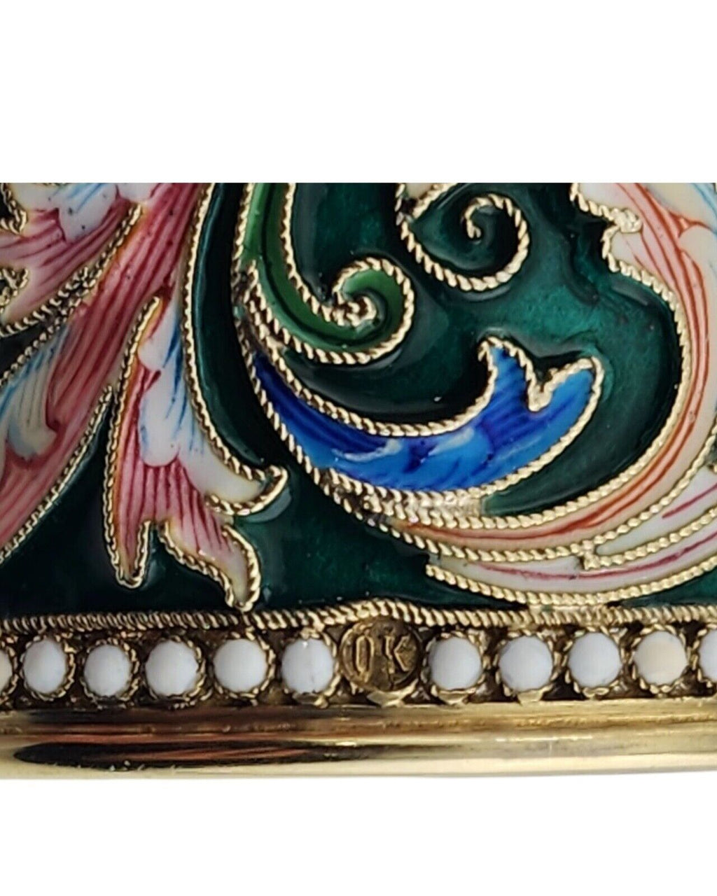 Imperial Russian  Antique 84 Silver & Enamel Napkin Ring O. Kurlikov