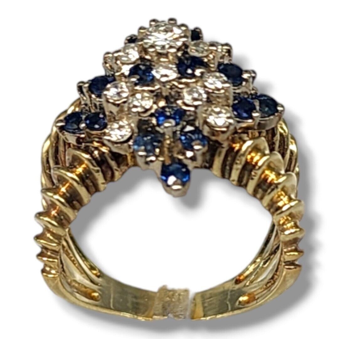 Vintage 14K Gold, Diamond & Sapphire Ring