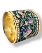 Imperial Russian  Antique 84 Silver & Enamel Napkin Ring O. Kurlikov