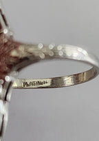 Art Deco 1930 Cocktail Ring In Platinum with 1.42 Carats Diamonds and Emerald