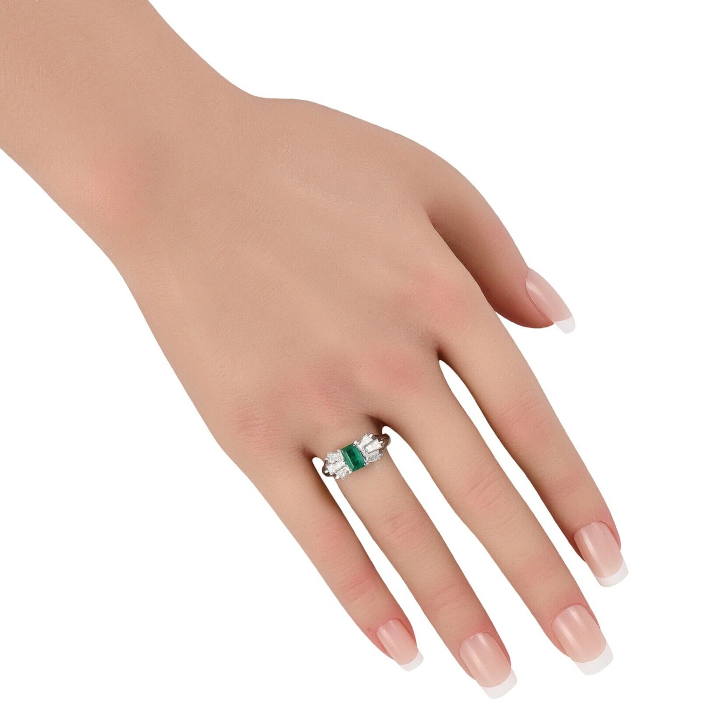 Beautiful Platinum 1.07ct Diamond and Emerald Ring