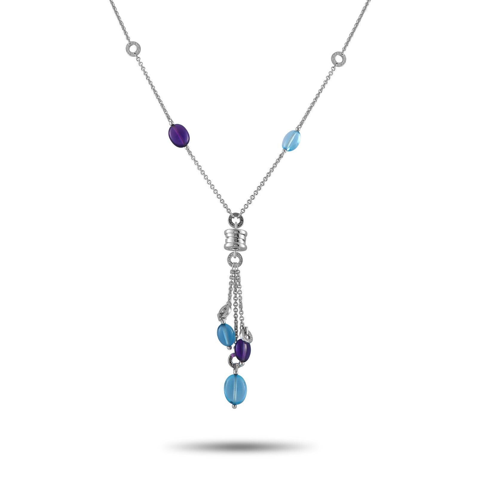 Bvlgari B.zero1 18K White Gold Multicolored Gemstone Necklace