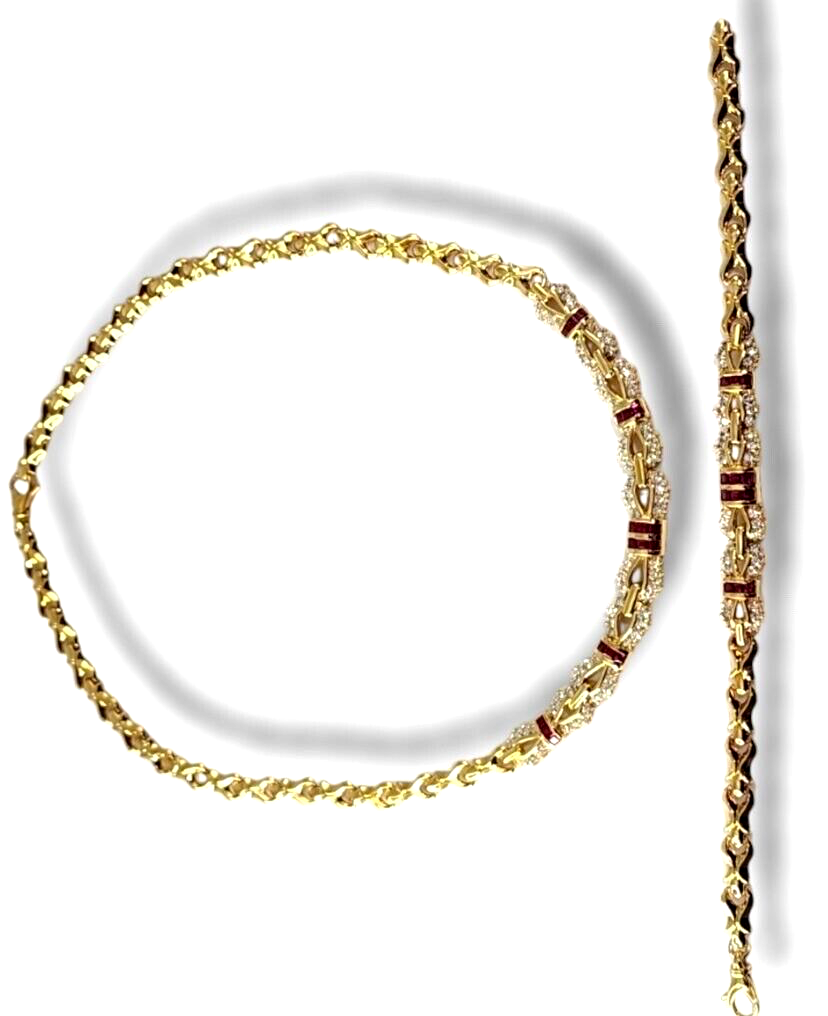 18K Gold Necklace &Bracelet  with Diamonds & Rubies 3.77 Carats  Firm: H.Stern