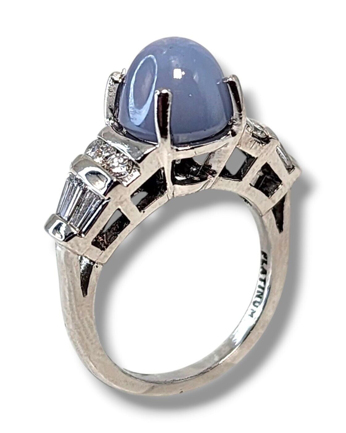 Amazing Star Sapphire And Diamond 0.15ct. tw. Platinum Ring