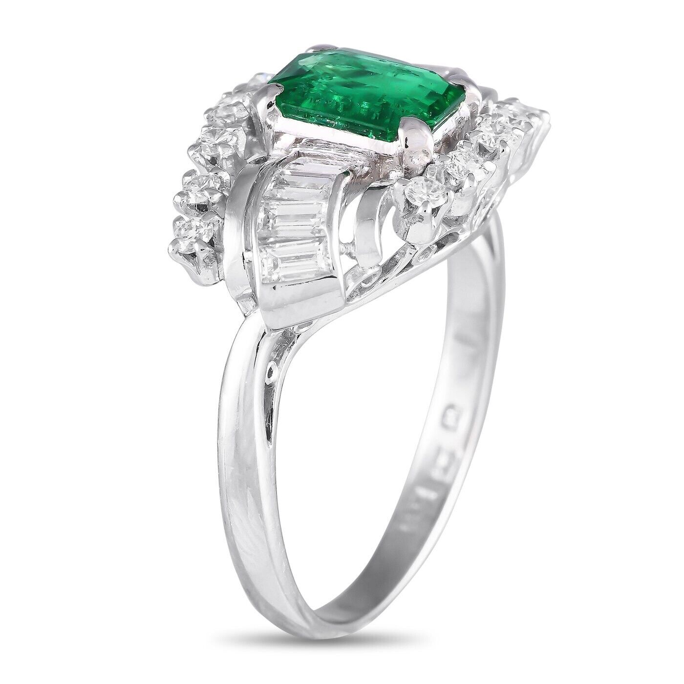 Mikimoto - Beautiful Platinum 0.65ct Diamond and Emerald Ring