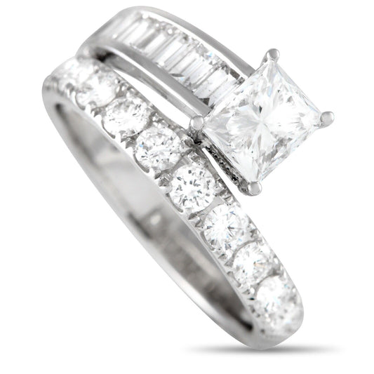 Beautiful 18K White Gold 1.0ct Diamond Wide Geometric Ring