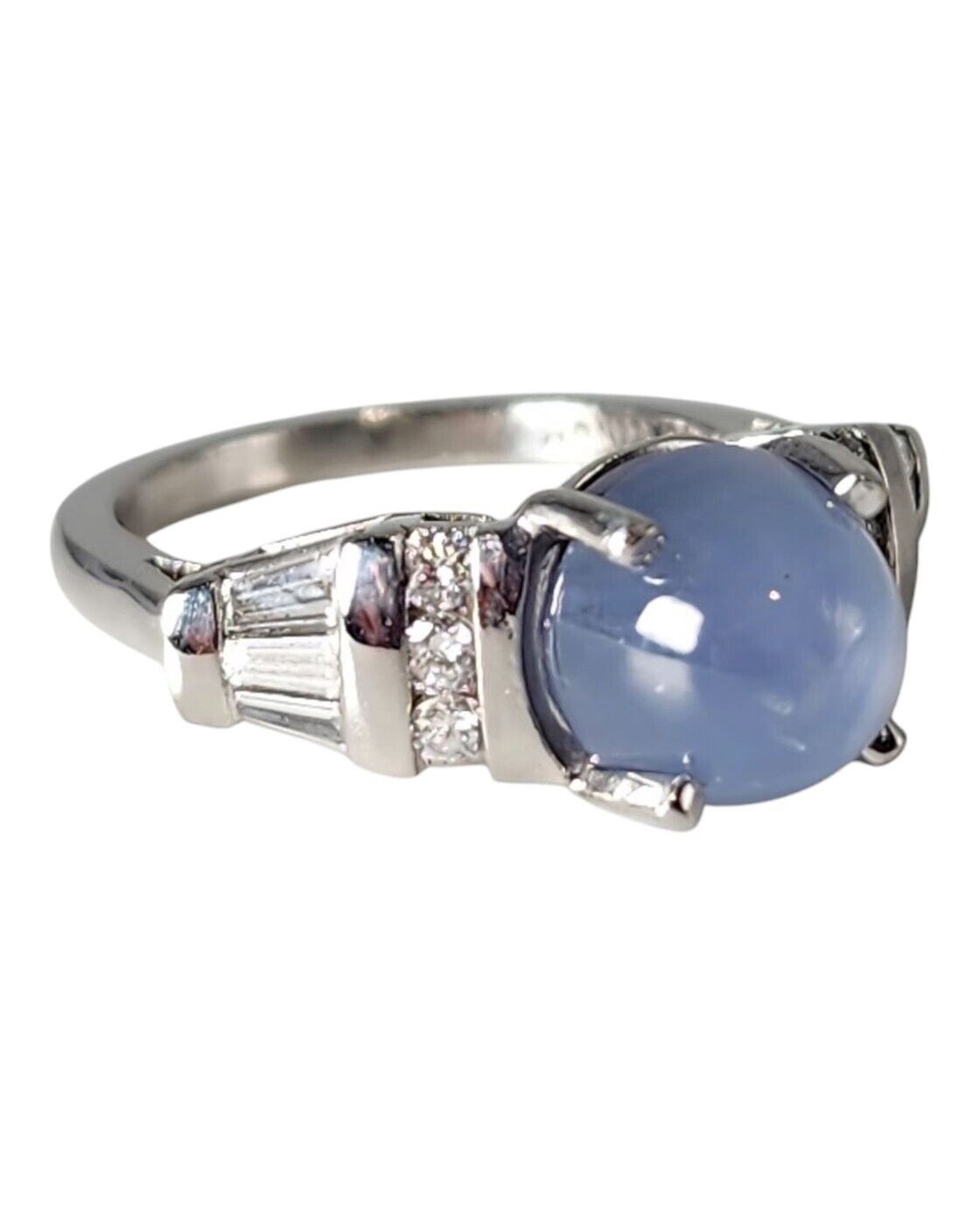 Amazing Star Sapphire And Diamond 0.15ct. tw. Platinum Ring