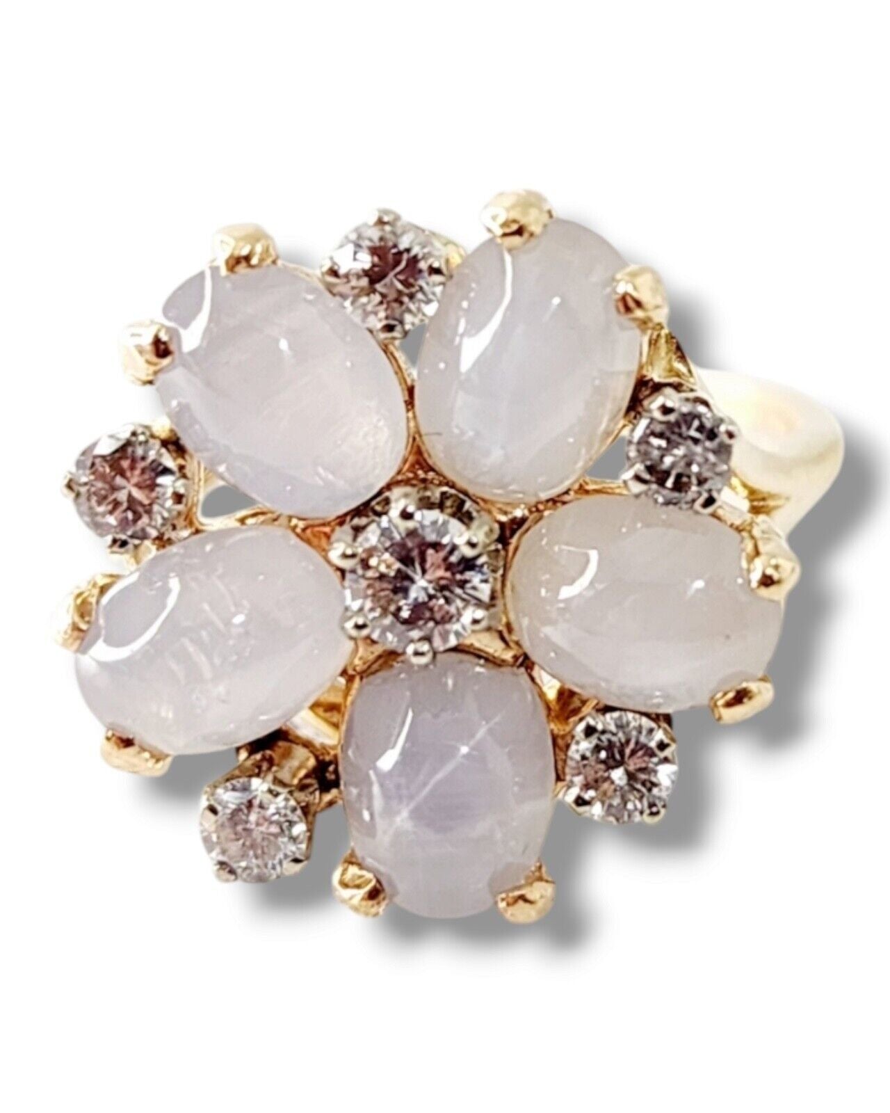 Beautiful 14K Yellow Gold Flower Design Ring with Diamonds - 0.54ct