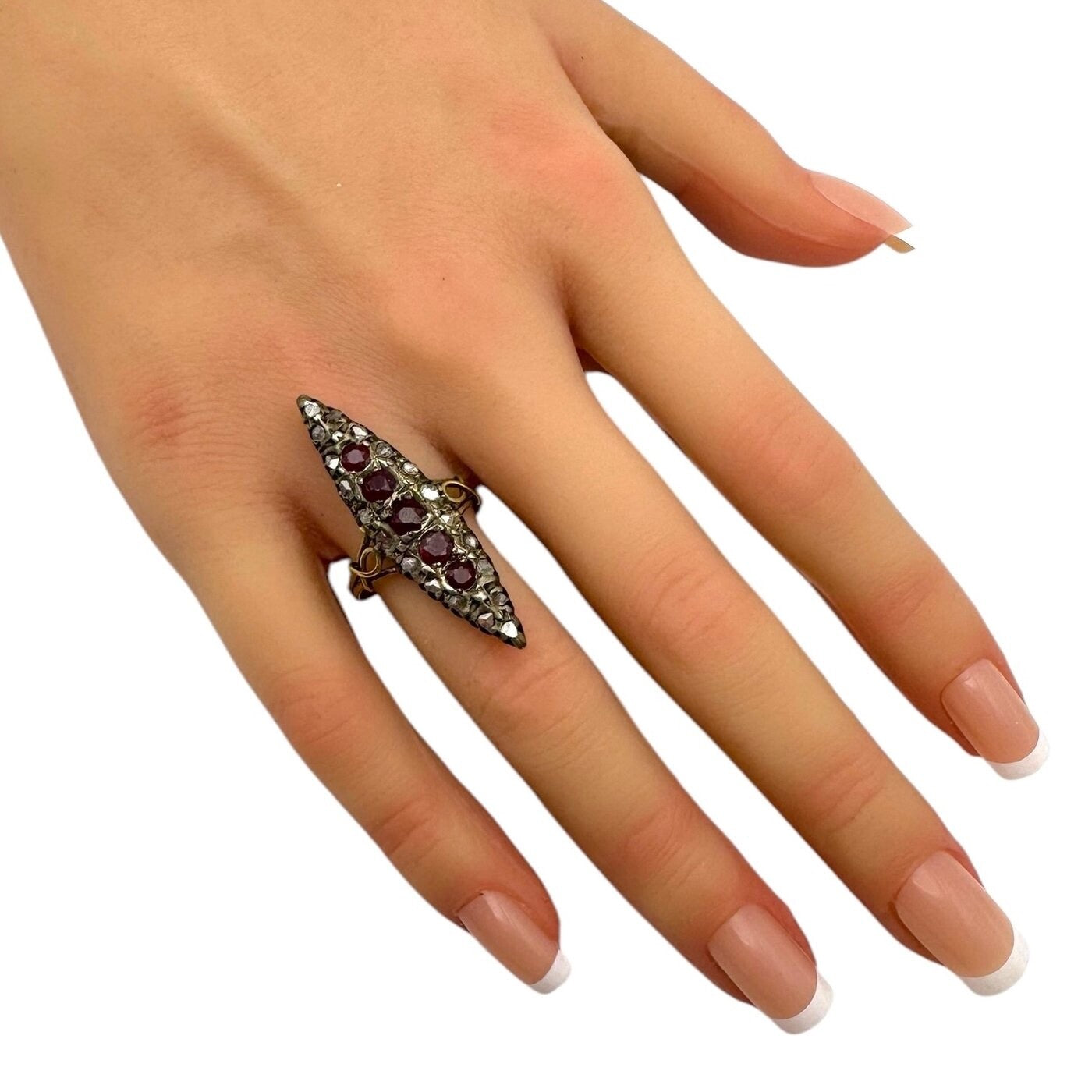 Antique 14K Gold Diamond and Rubies Women's Ring Diamond (Natural)