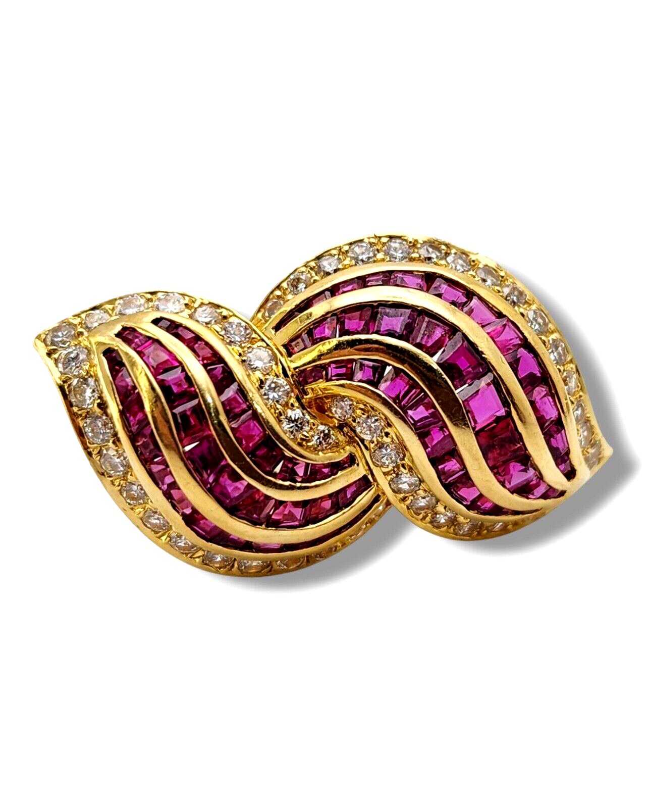 Gorgeous 18K  Gold Earrings with Diamonds &  Rubies 6.76Ct