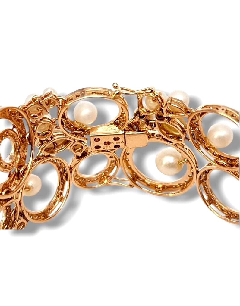 18K Gold & Diamond Link Broad Bracelet 3.80 ct Diamonds