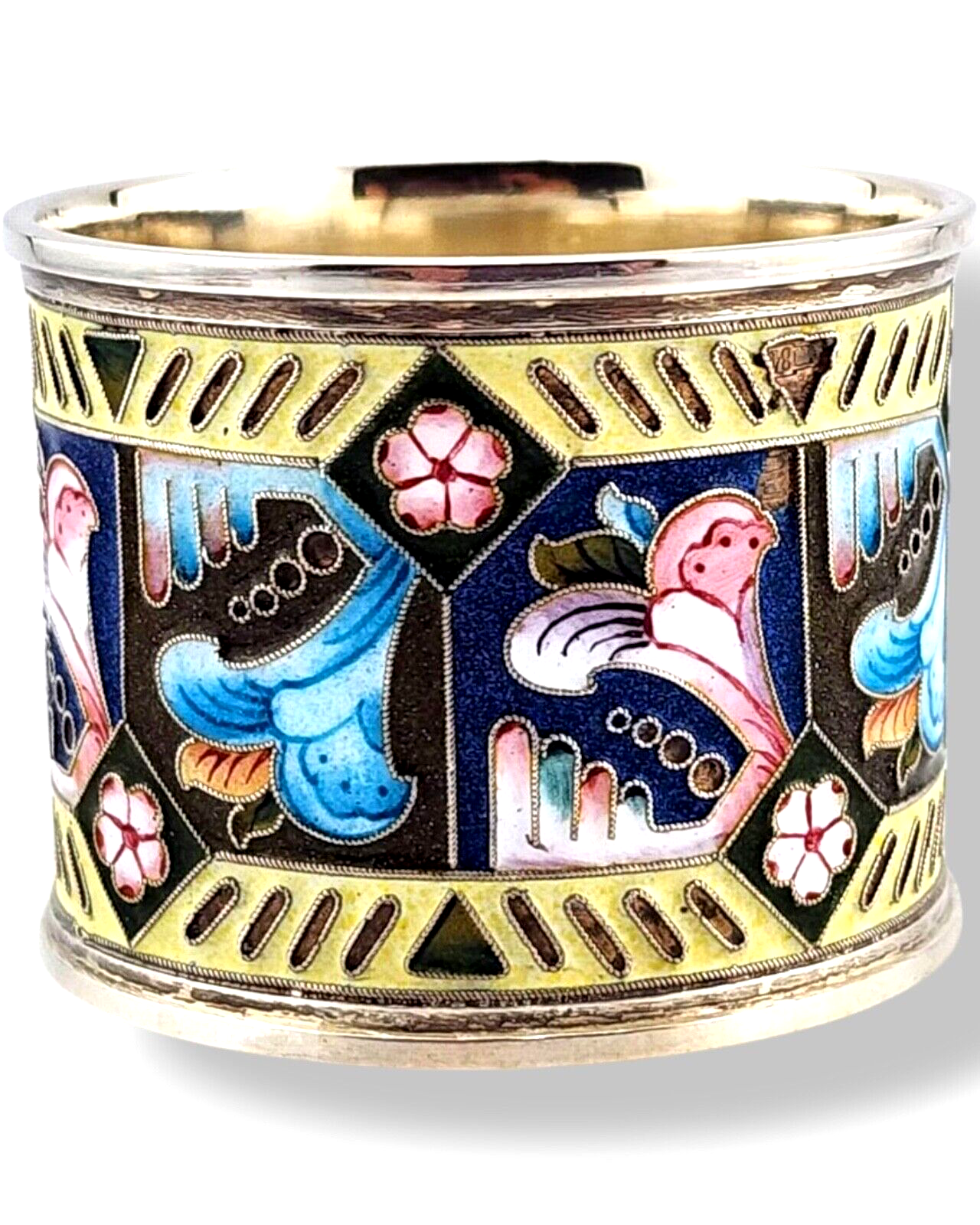 Imperial Russian  Antique 84 Silver & Enamel Napkin Ring 11 Artel