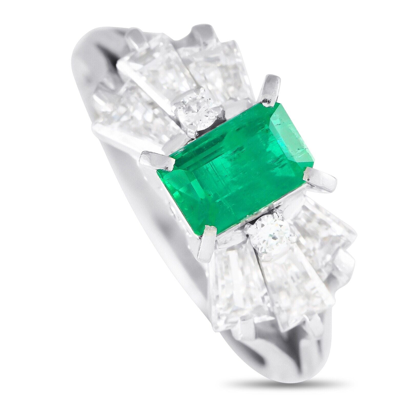 Beautiful Platinum 1.07ct Diamond and Emerald Ring