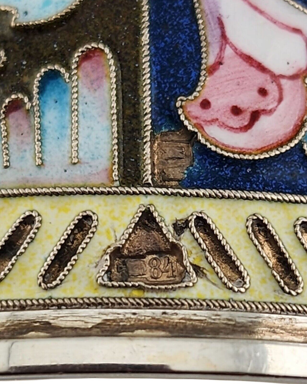 Imperial Russian  Antique 84 Silver & Enamel Napkin Ring 11 Artel