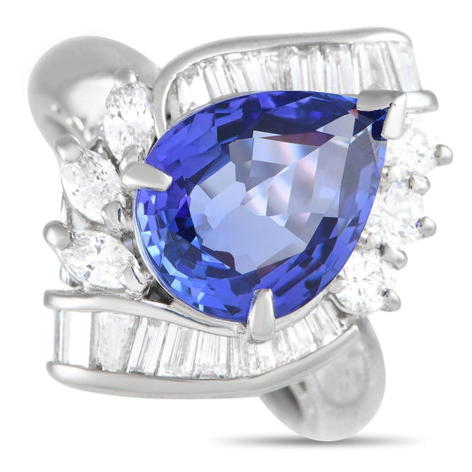 Beautiful Platinum 1.35ct Diamond and Tanzanite Ring