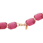 Baccarat 8K Yellow Gold Red Crystal Necklace and Earrings Set