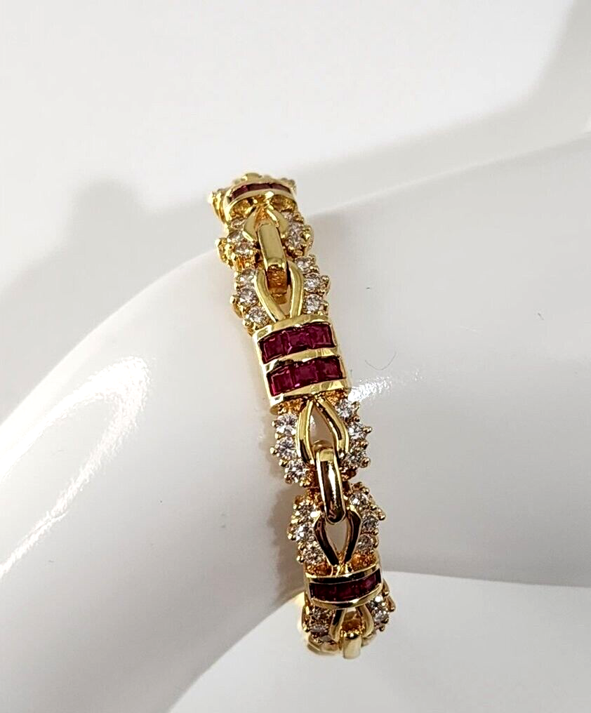 18K Gold Necklace &Bracelet  with Diamonds & Rubies 3.77 Carats  Firm: H.Stern
