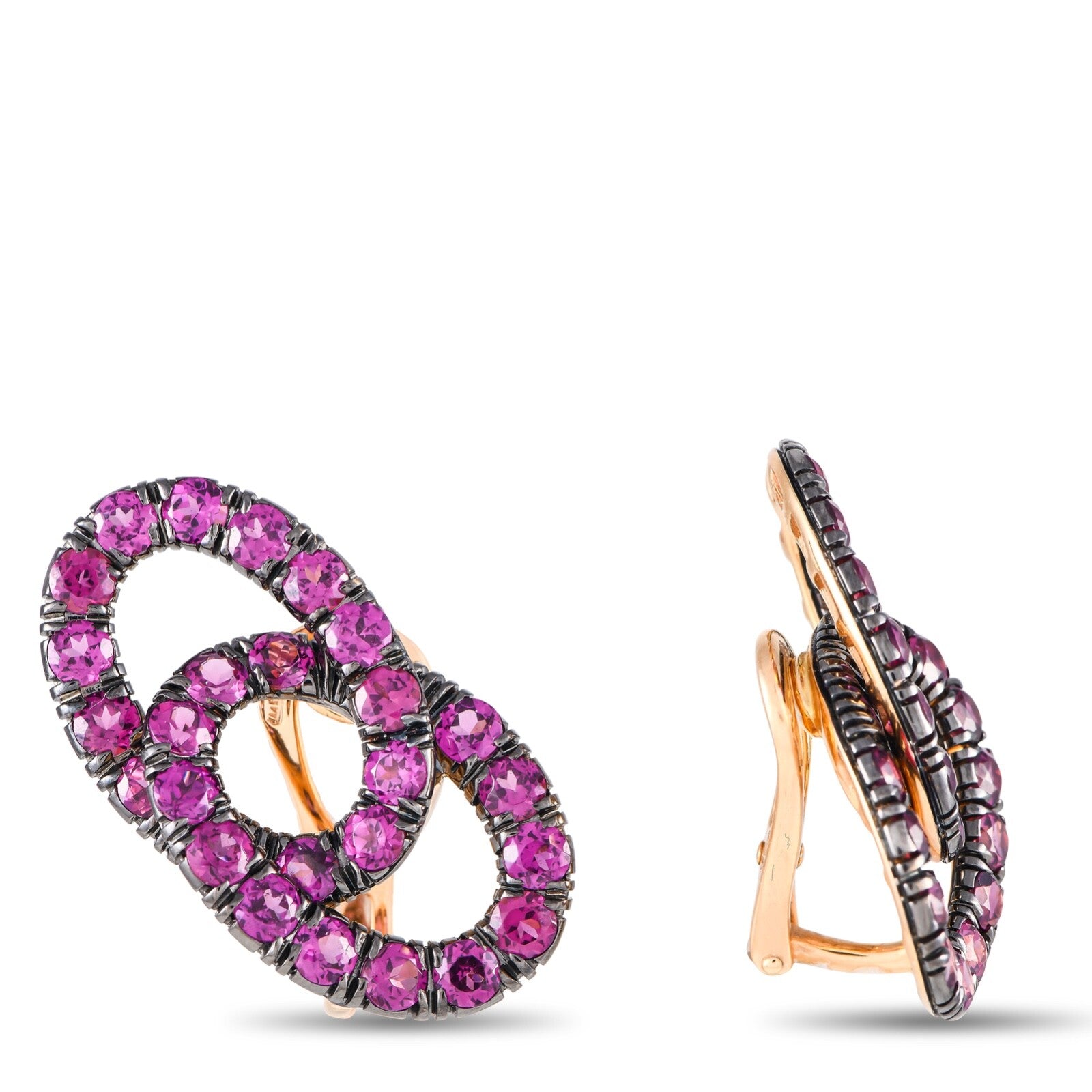 Pomellato Cattene 18K Yellow Gold Pink Sapphire Earrings