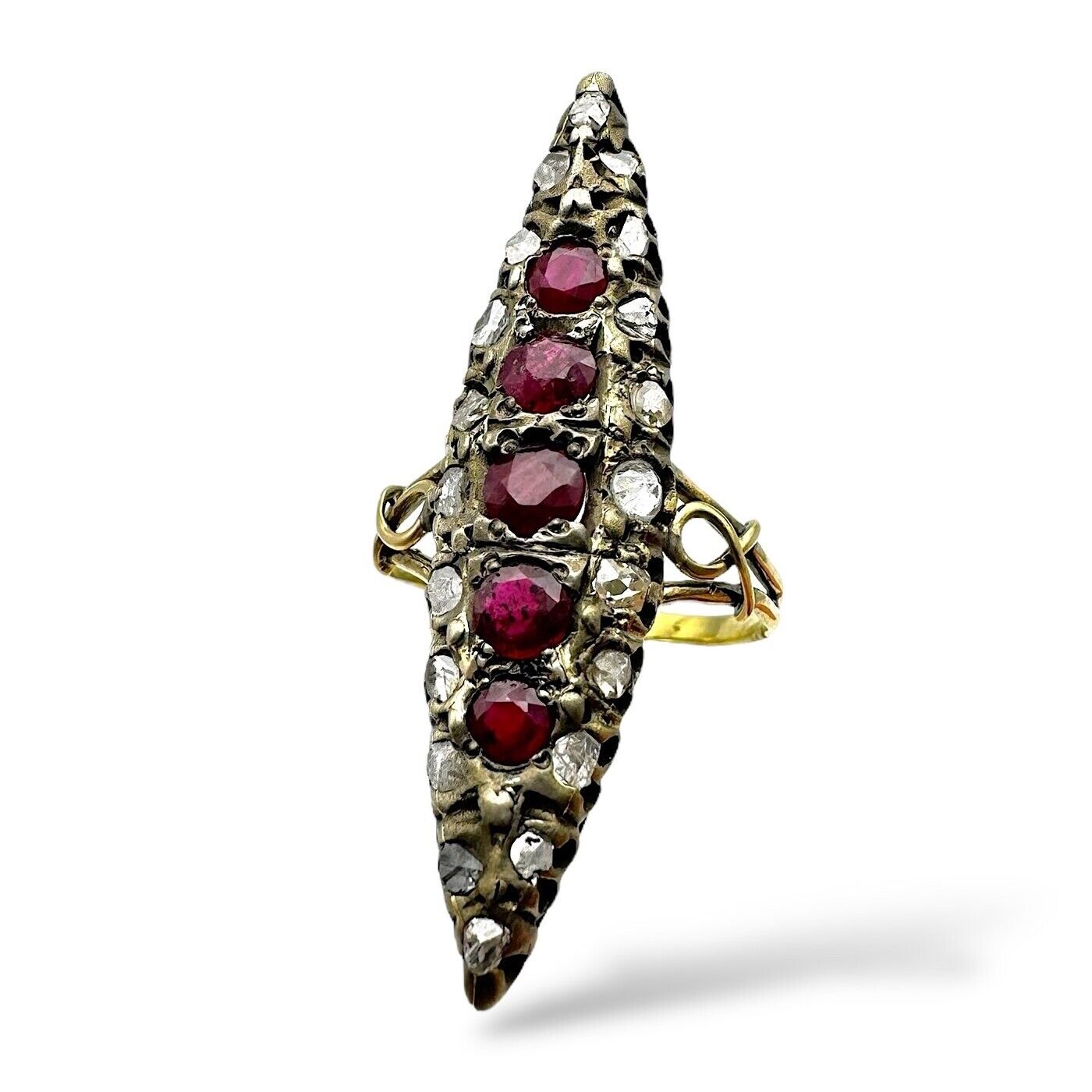 Antique 14K Gold Diamond and Rubies Women's Ring Diamond (Natural)