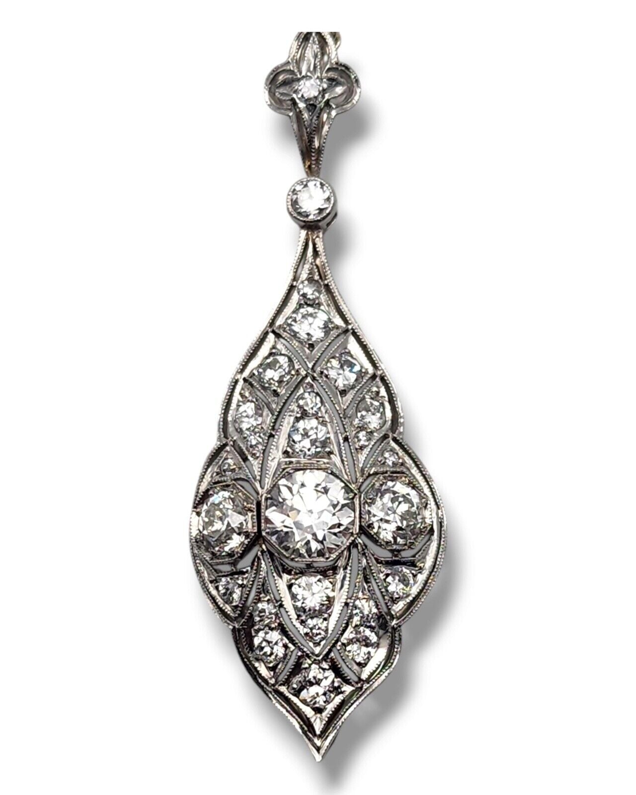 Art Deco  White Gold & Platinum Necklace with Diamonds 2.34Ct