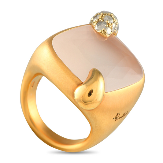 POMELLATO Victoria 18K Yellow Gold Jet and Rock Crystal Ring