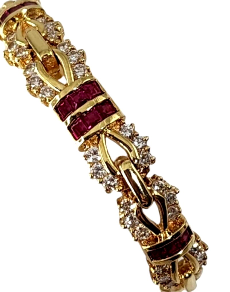 18K Gold Necklace &Bracelet  with Diamonds & Rubies 3.77 Carats  Firm: H.Stern