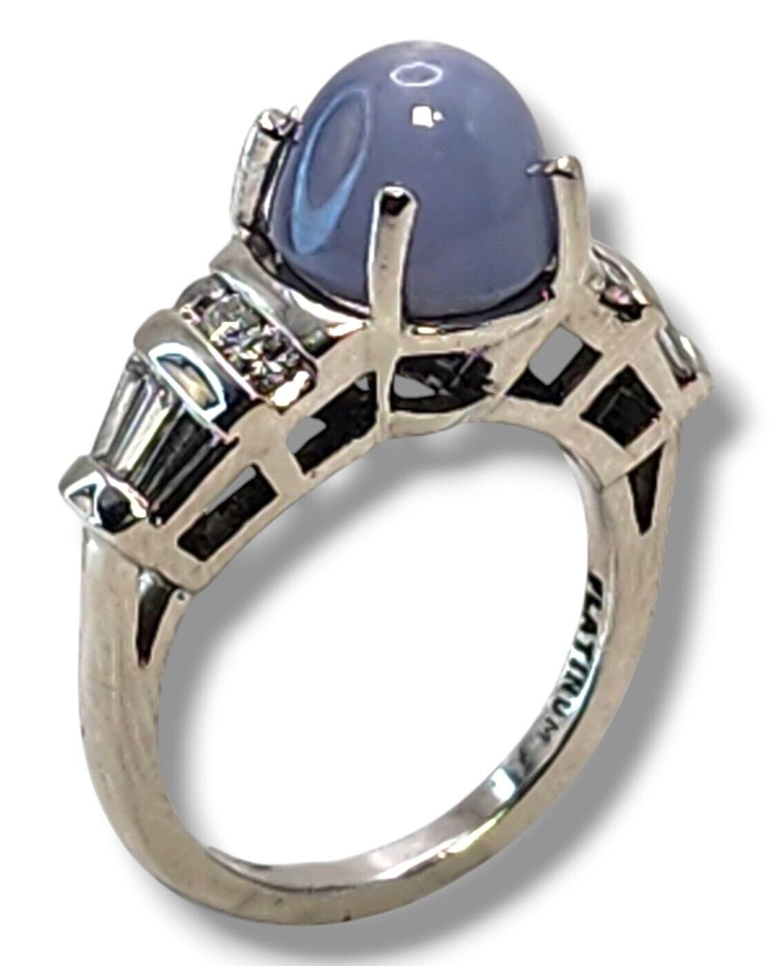 Amazing Star Sapphire And Diamond 0.15ct. tw. Platinum Ring