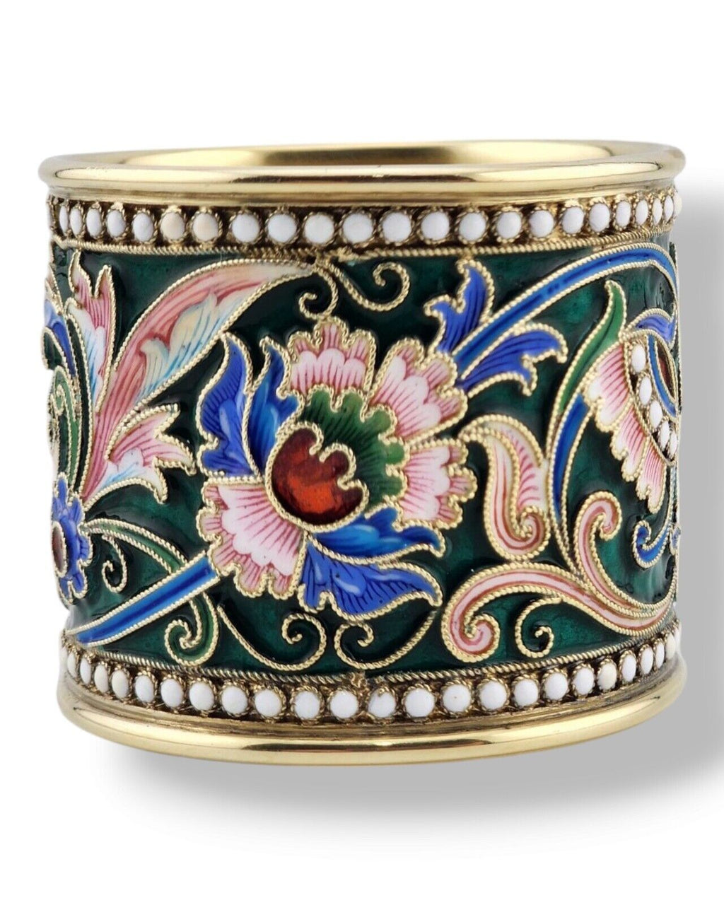 Imperial Russian  Antique 84 Silver & Enamel Napkin Ring O. Kurlikov