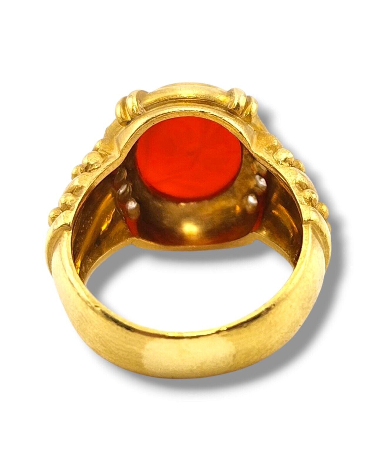Judith Ripka 18k Carnelian Trojan head & Diamond Ring