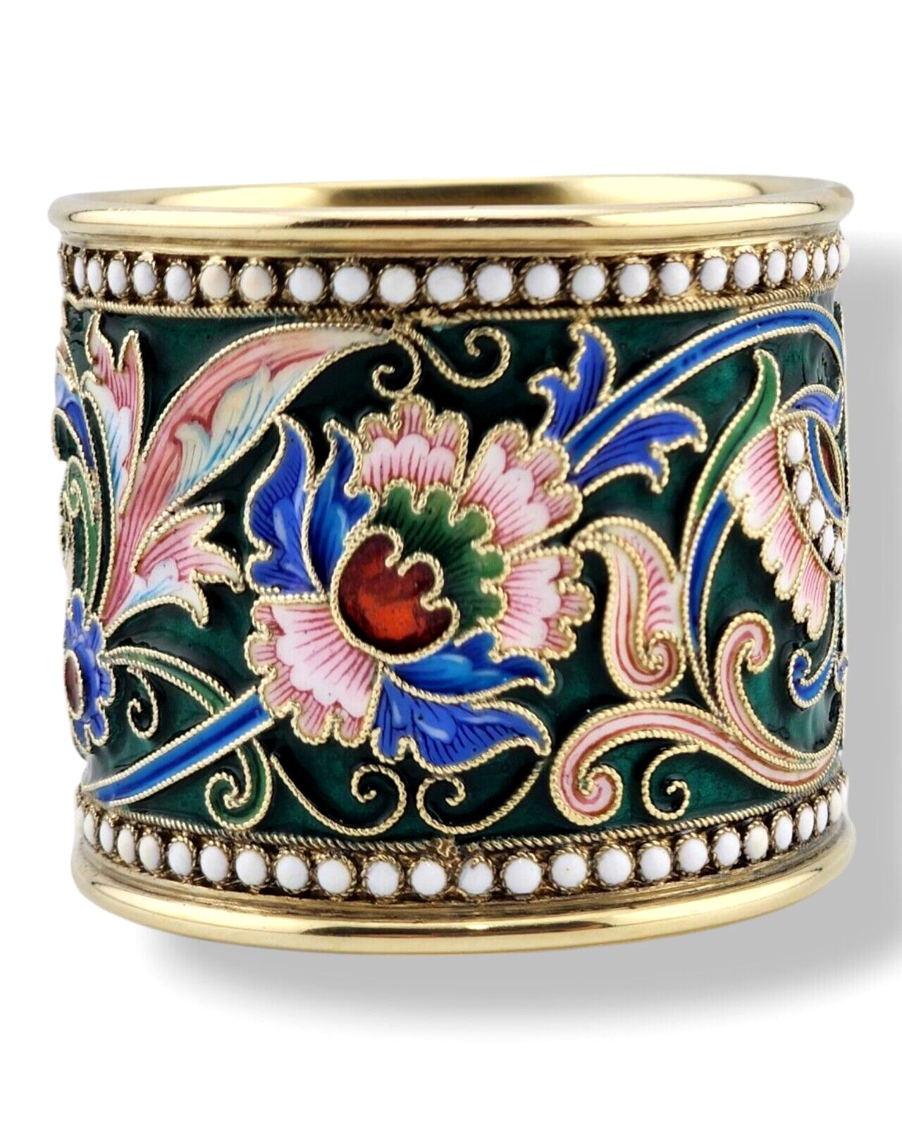 Imperial Russian  Antique 84 Silver & Enamel Napkin Ring O. Kurlikov