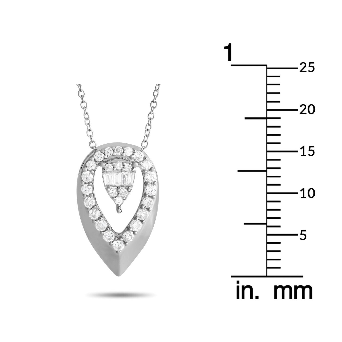 14K White Gold 0.30ct Diamond Teardrop Necklace