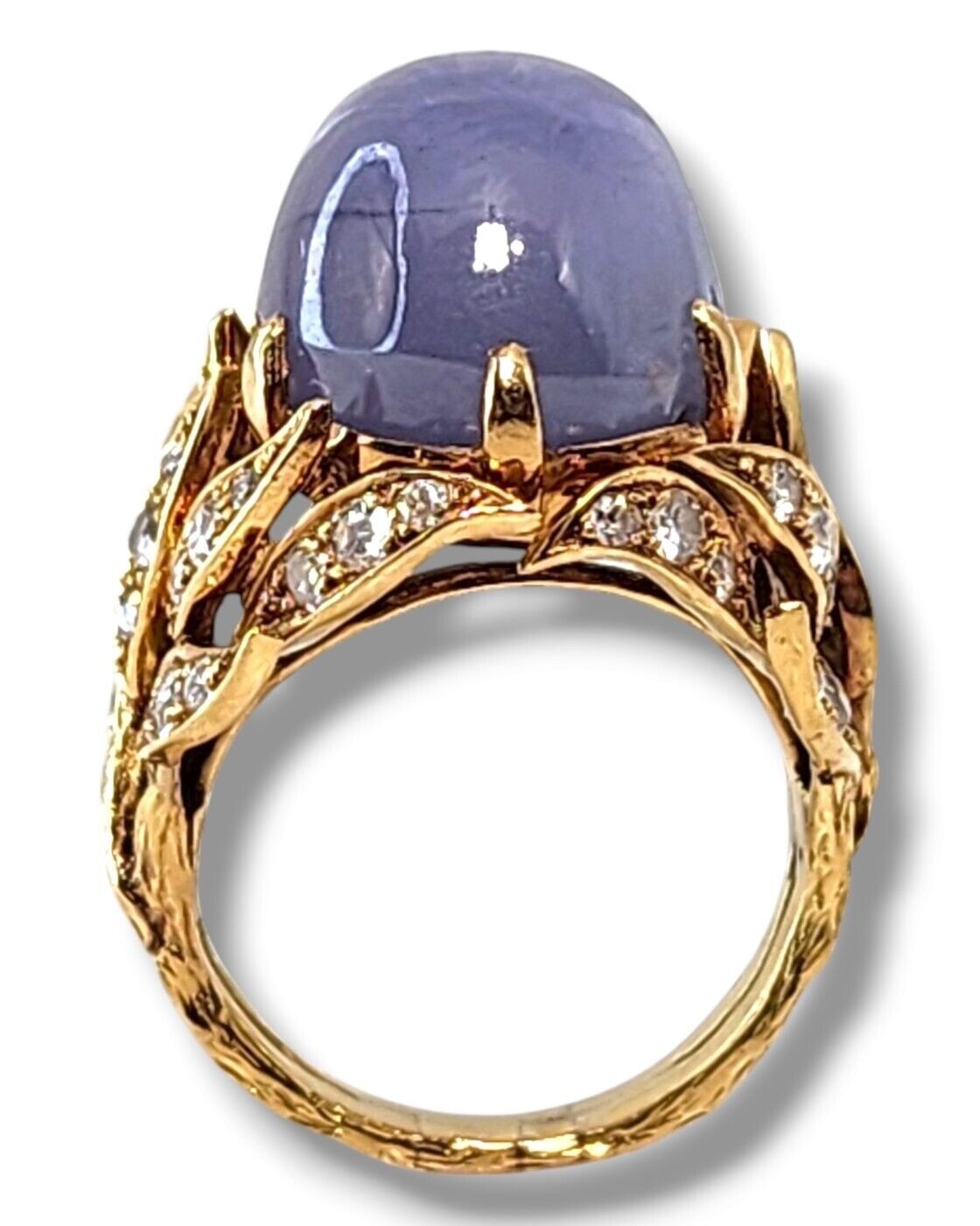 14K Gold, An Outstanding Cocktail Ring with Diamonds and Large Star Sapphire