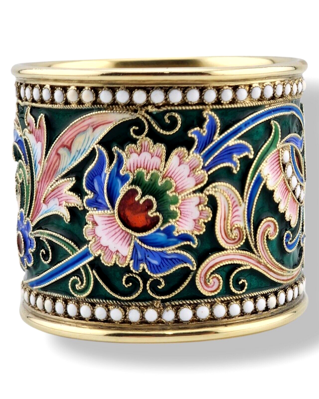 Imperial Russian  Antique 84 Silver & Enamel Napkin Ring O. Kurlikov