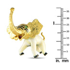 Lovely 14K Yellow Gold Enameled Elephant Brooch