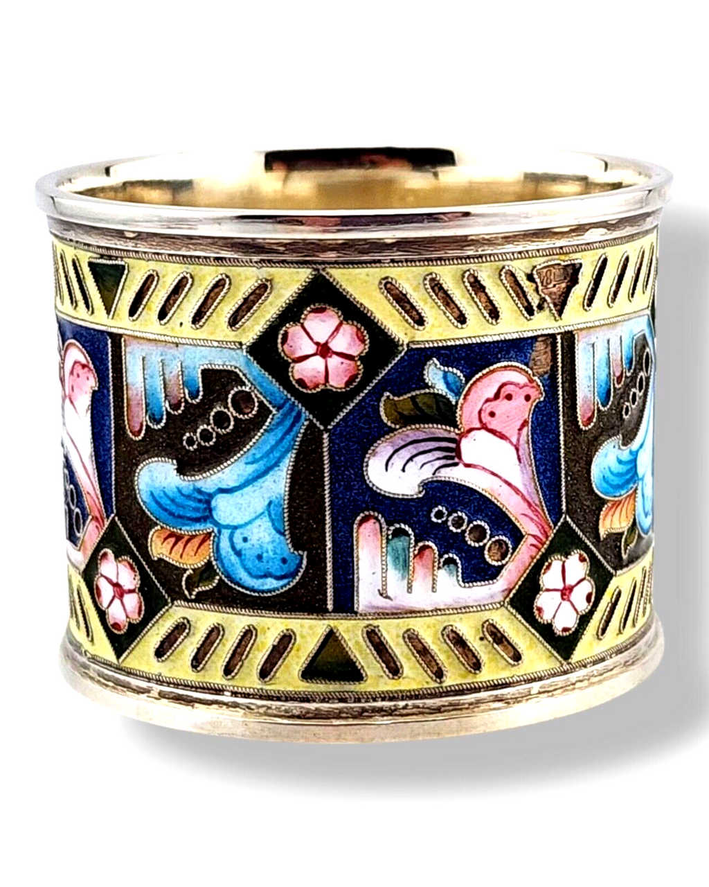 Imperial Russian  Antique 84 Silver & Enamel Napkin Ring 11 Artel