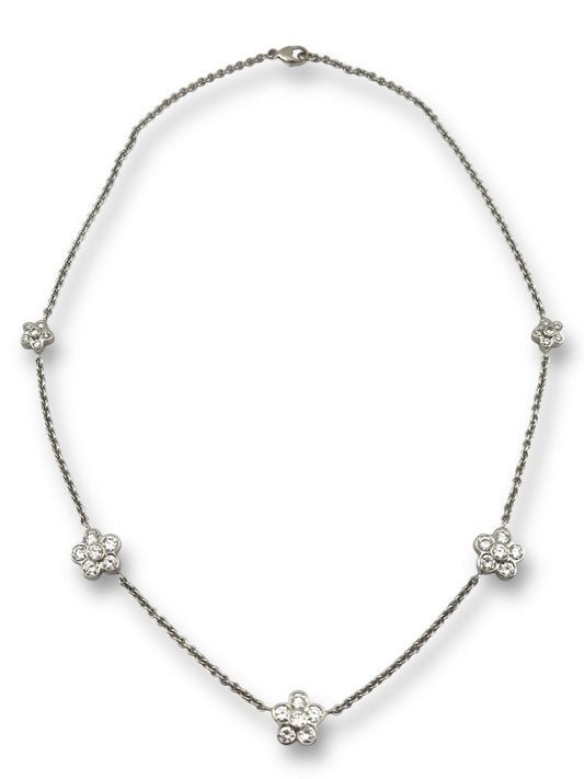 5 Leaf Clover Diamond Necklace in 18K White Gold