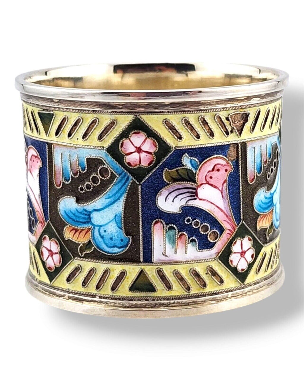 Imperial Russian  Antique 84 Silver & Enamel Napkin Ring 11 Artel