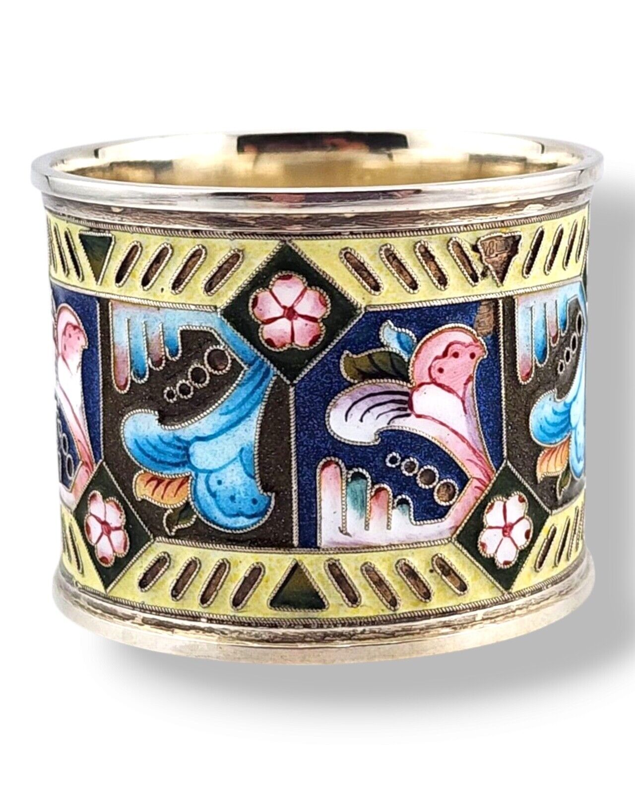 Imperial Russian  Antique 84 Silver & Enamel Napkin Ring 11 Artel