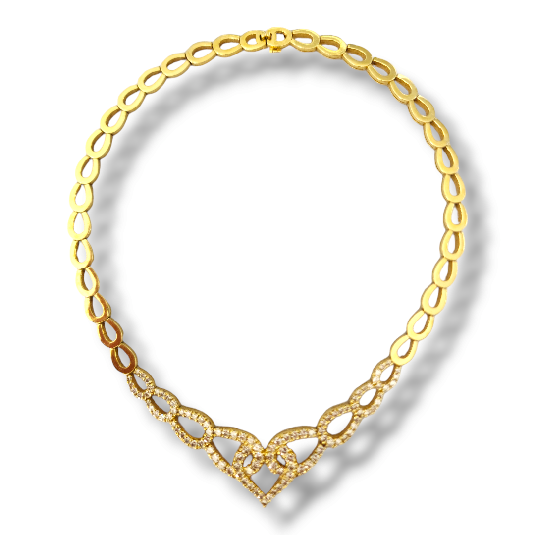 Amazing 18k Gold & 7.16 carats Diamond Necklace 72 Grams