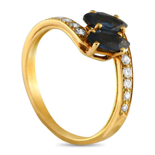 Cartier 18K Yellow Gold Diamond and Sapphire Ring