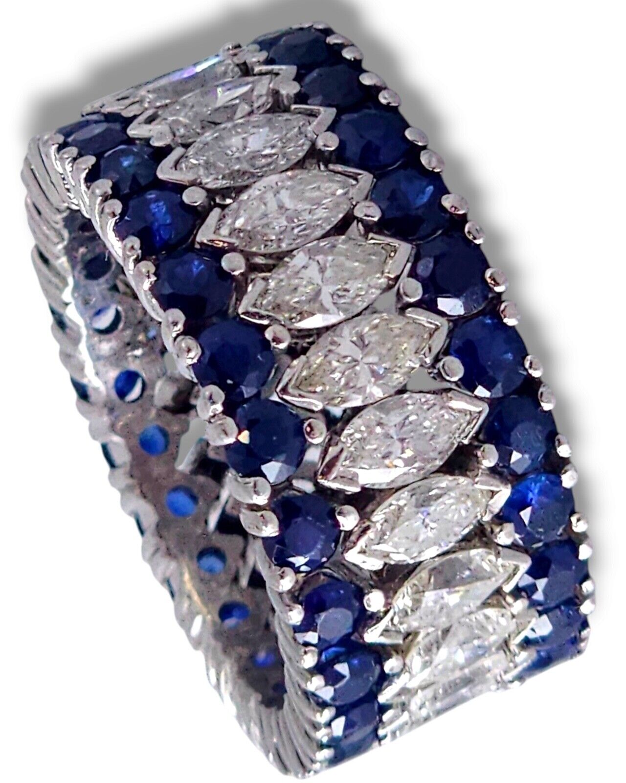 Gorgeous  24.0  ct Diamonds & 4.8 Ct Carats Sapphires Diamond  Platinum  Ring