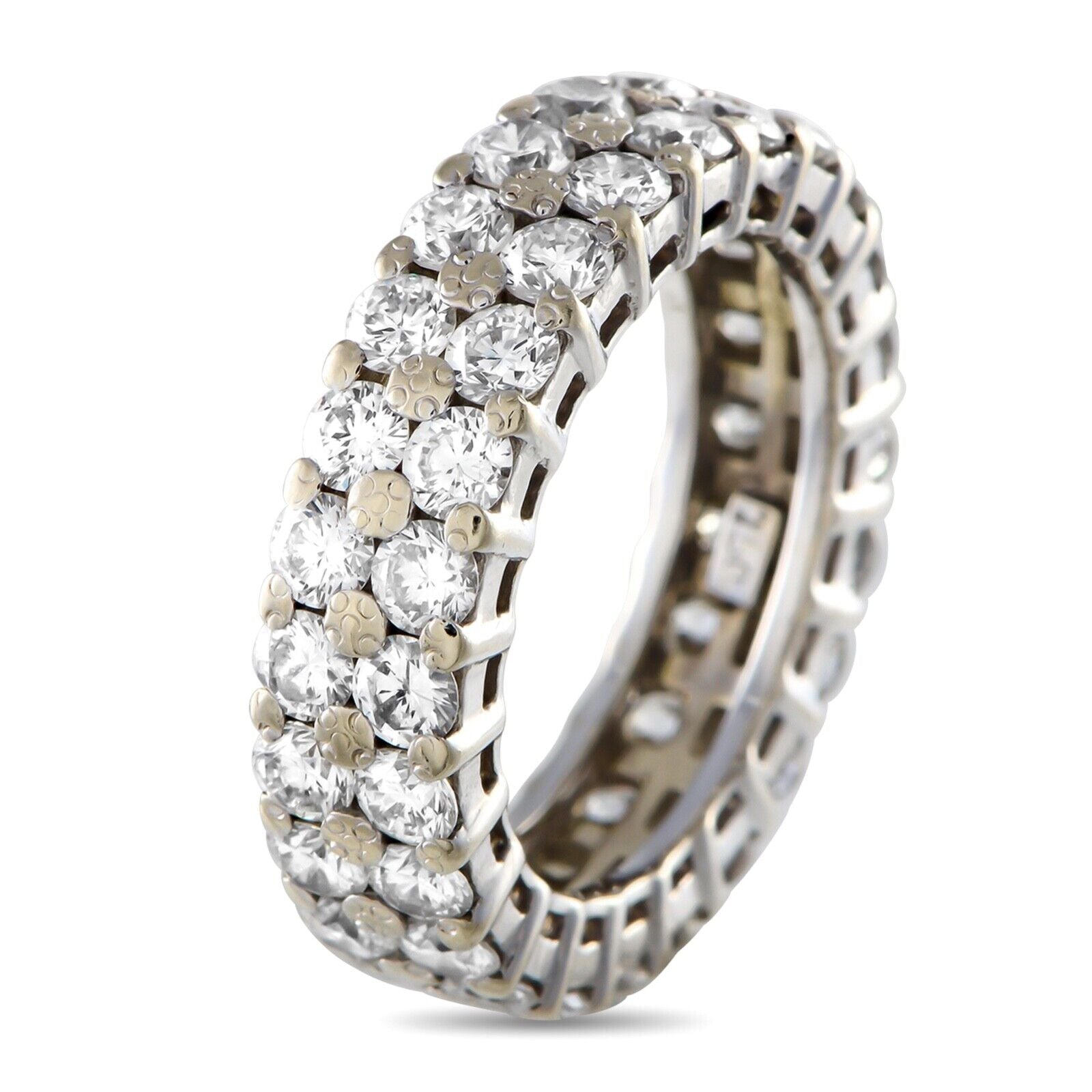 Beautiful 18K White Gold 2.75ct Diamond Double Row Eternity Ring
