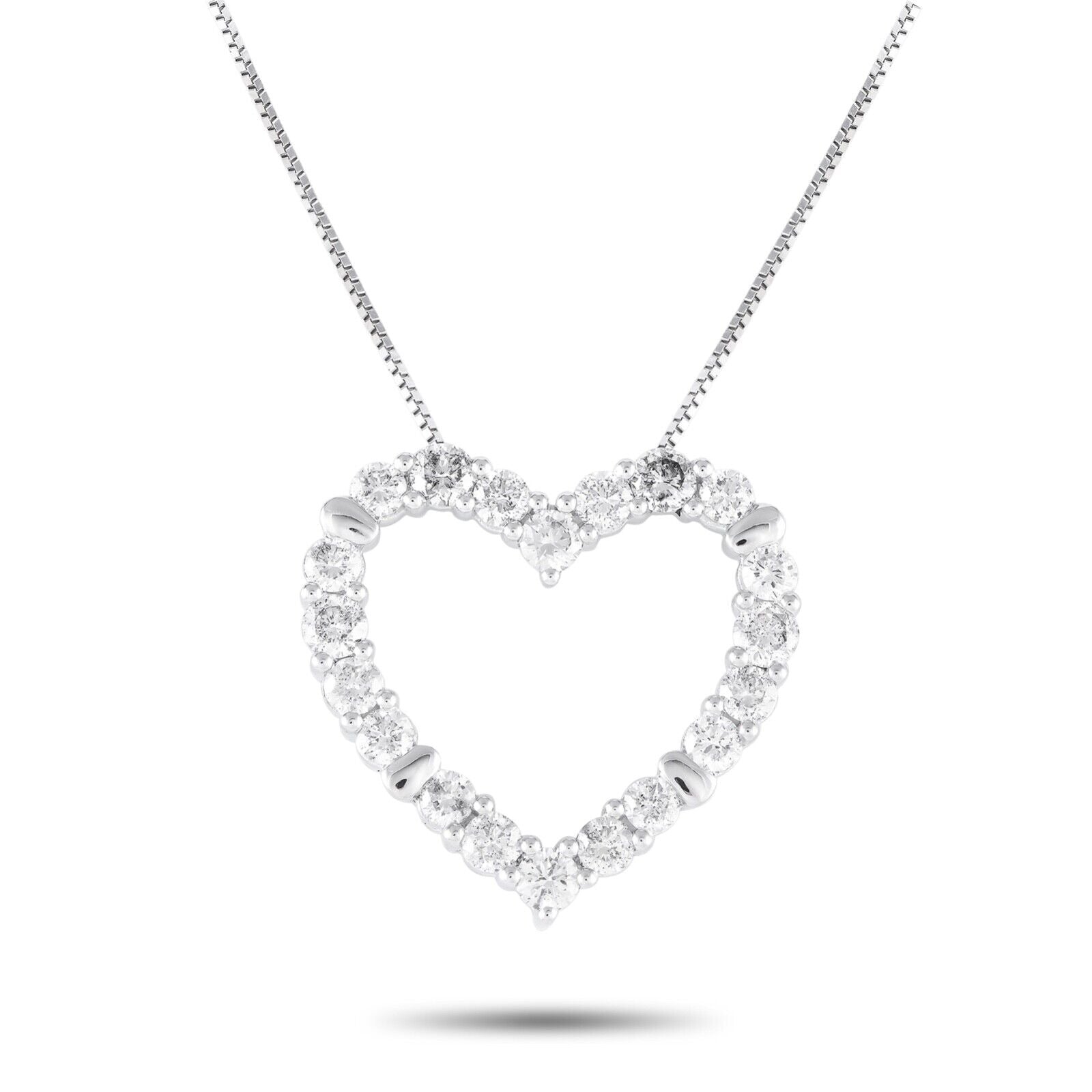 Stunning 14K White Gold 2.0ct Diamond Heart Necklace