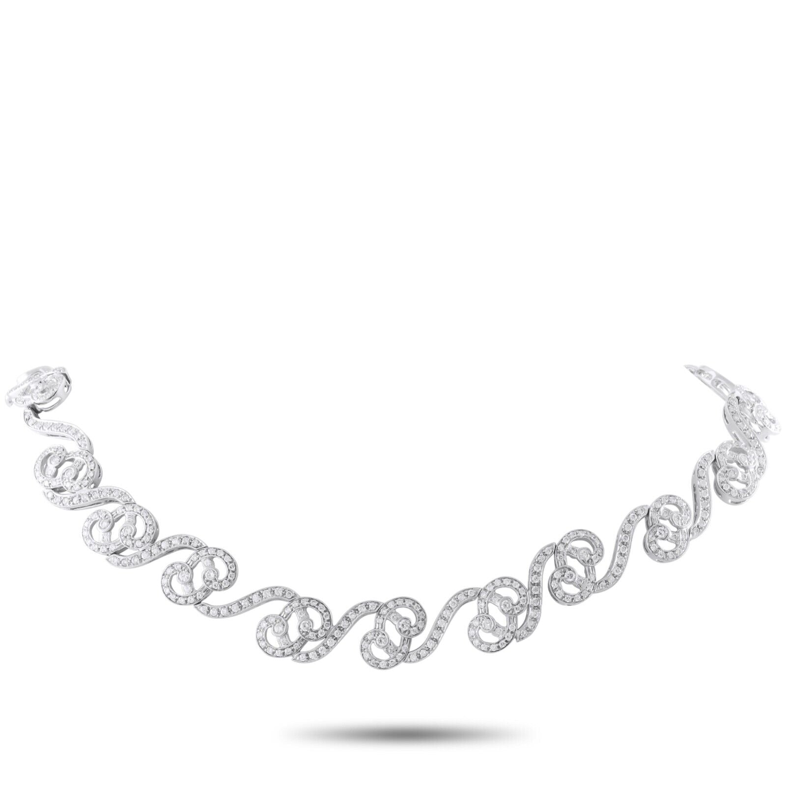 Lavish 18K White Gold 7.57ct Diamond Choker Necklace