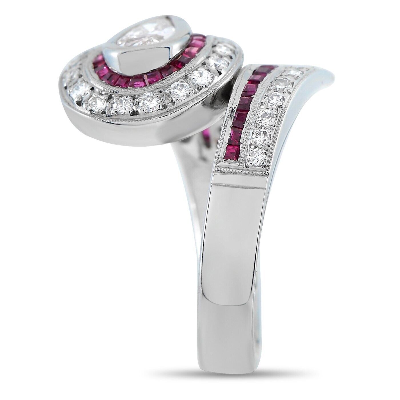 Beautiful Platinum 0.73ct Diamond and Ruby Ring