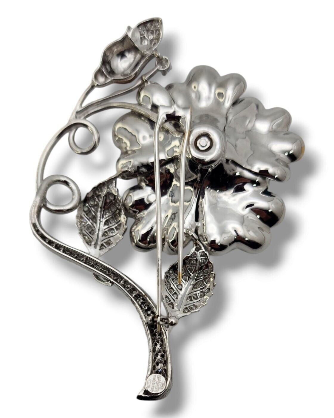 SABBADINI 18K Gold, Diamond flower brooch  Large 6.12Ct.