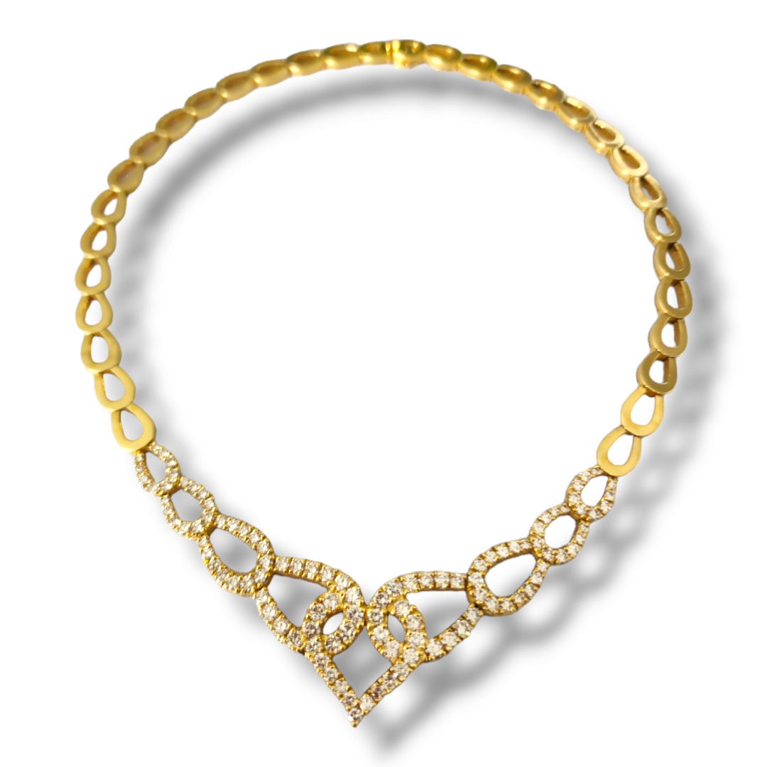 Amazing 18k Gold & 7.16 carats Diamond Necklace 72 Grams