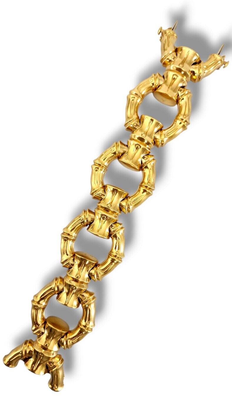 18k Bamboo Motif Toggle Bracelet w/Reversible Florentine & Polish Finishes