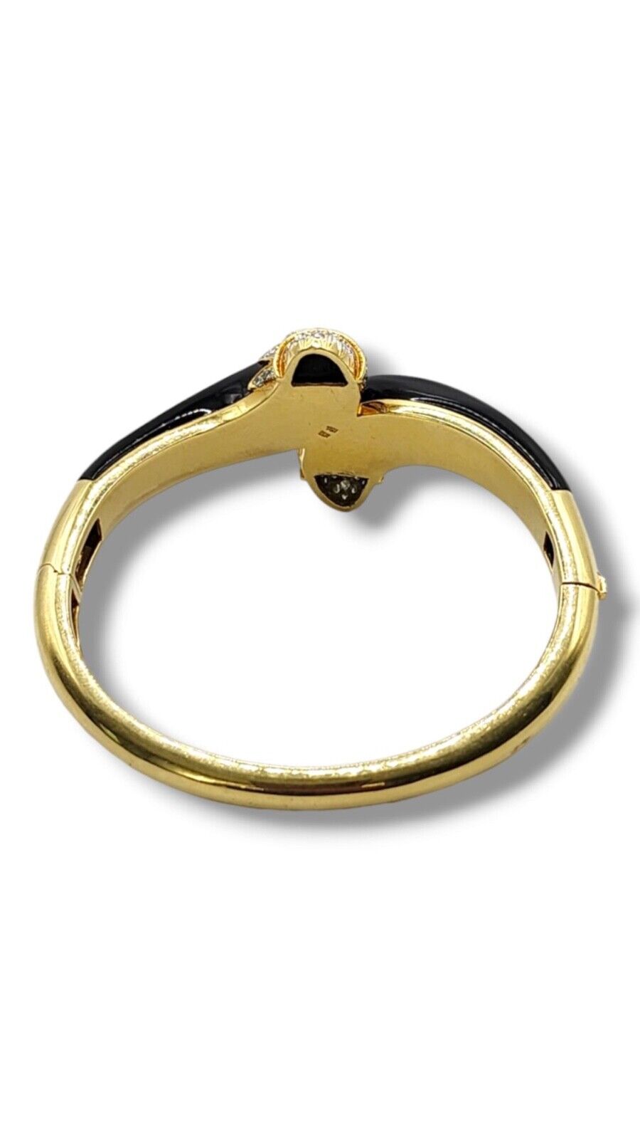 Amazing 1960s Diamond Onyx 18 Karat Yellow Gold Bangle Bracelet 60 Grams